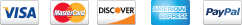 Visa MasterCard Discover American Express PayPal